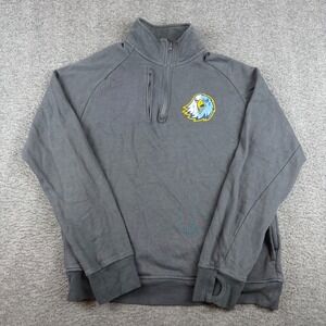 BSN Sports Pullover Mens Medium Gray Eagle Mascot Fleece Quarter Zip Pocket